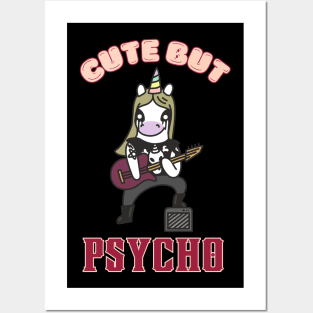 Kawaii Cute But Psycho Unicorn Posters and Art